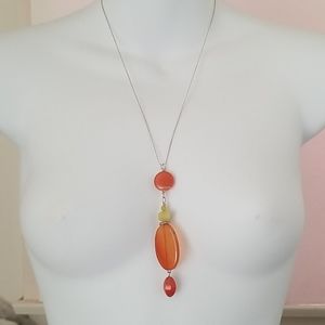 12 1/2" Real silver / glass pendant necklace